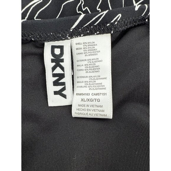 DKNY Women's Size XL Black White Sweetheart Twist Front One Piece Swimsuit New - Picture 7 of 11